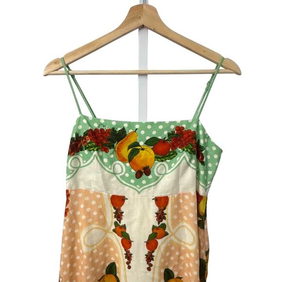 Caroline Constas Fruit Print Linen Blend Maxi Dress Small - Picture 8 of 14